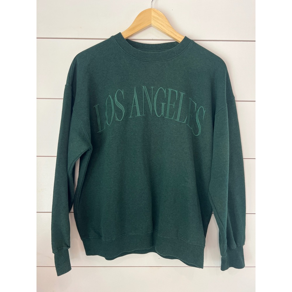 Reflex Los Angeles Embroidered Sweatshirt Forest Green Crewneck Pullover Medium